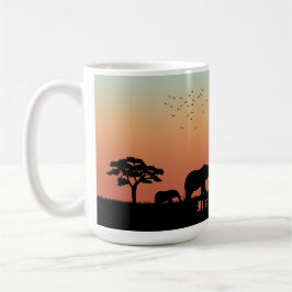 African Safari Sunset Elephant Silhouette Kaffeetasse