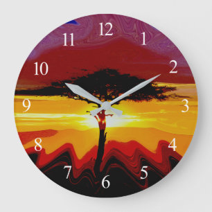 African Safari Sunset Große Wanduhr