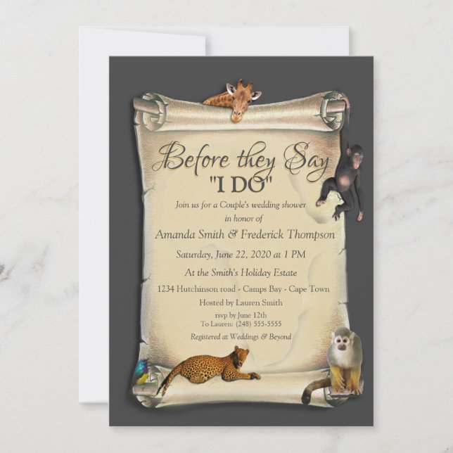 African Safari Sunset Polterabend Einladung (Vorderseite)