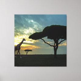 African Safari Sunset Stretched Canvas Print Leinwanddruck
