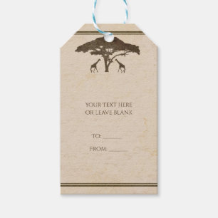 African Safari Two Giraffs & Tree Vintage Wedding Geschenkanhänger