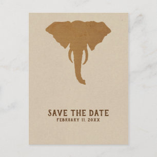 African Safari Vintag Elephant Save the Date Ankündigungspostkarte