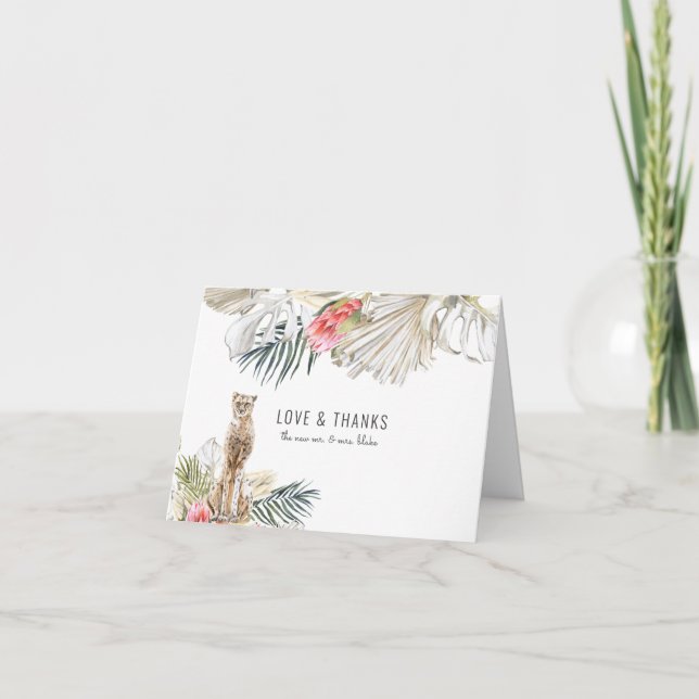 African Safari Wedding Foto Vielen Dank Dankeskarte (Vorderseite)