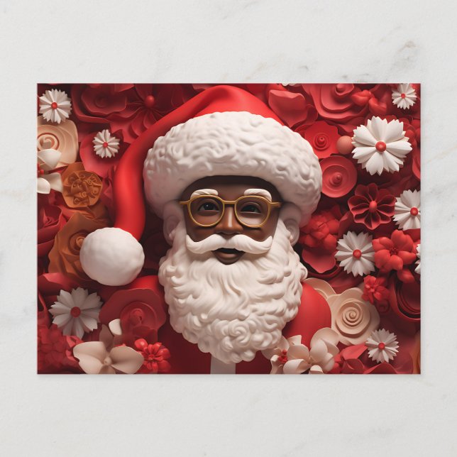 African Santa Black Claus Melanin Weihnachten Einladungspostkarte (Vorderseite)