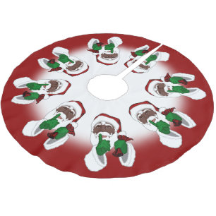 African Santa Christmas Tree Skirt Black Santa Dec Polyester Weihnachtsbaumdecke