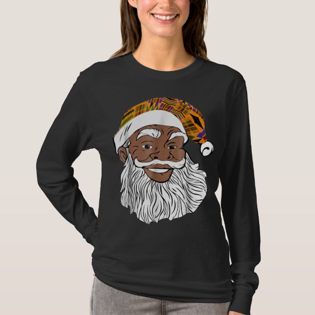 African Santa Claus Kente Hat Funny African Christ T-Shirt (Vorderseite)