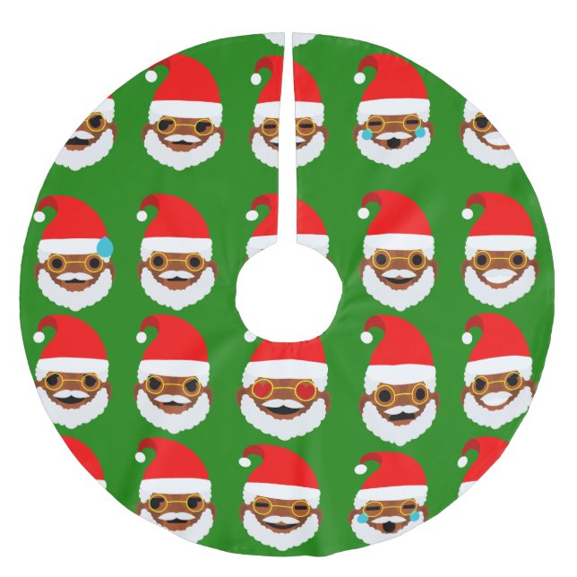 African santa emoji emoticons tree rock polyester weihnachtsbaumdecke (Vorderseite)