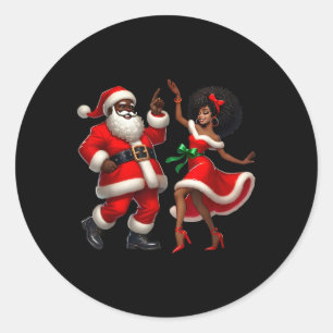 African Santa Mrs Claus Tancing African American C Runder Aufkleber