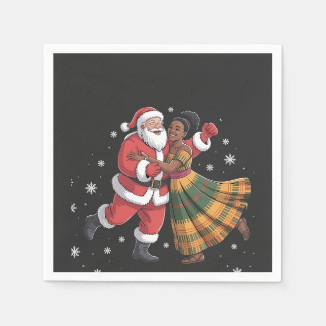 African Santa Mrs Claus Tancing African American Serviette (Vorderseite)