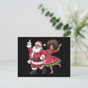 African Santa Mrs Claus Tanzen American Christmas Feiertagspostkarte