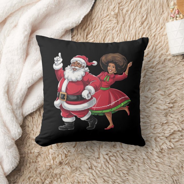 African Santa Mrs Claus Tanzen American Christmas Kissen (Decke)