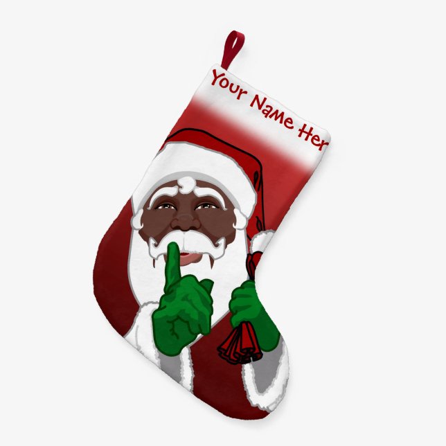 African Santa Strumpf Custom Christmas Strumpfs Kleiner Weihnachtsstrumpf (Vorderansicht (hängend))