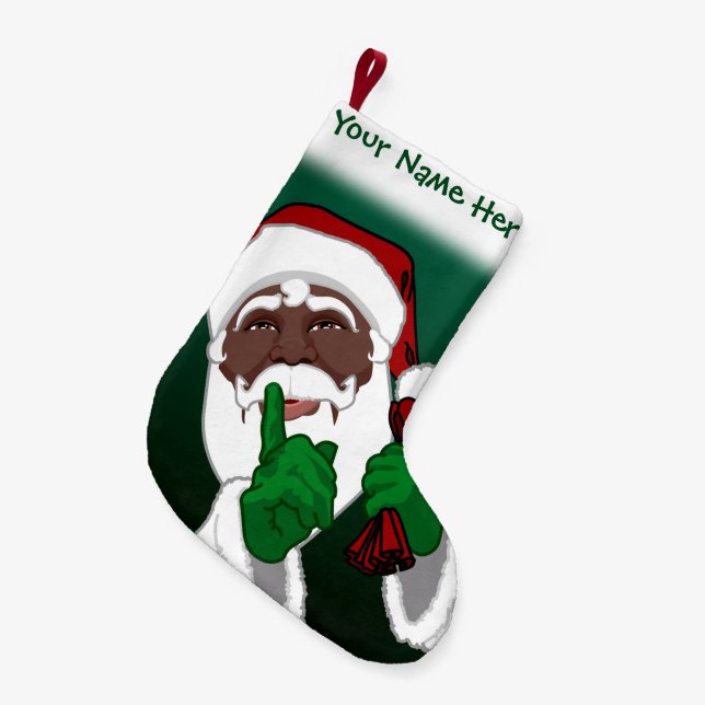 African Santa Strumpf Custom Christmas Strumpfs Kleiner Weihnachtsstrumpf (Vorderansicht (hängend))