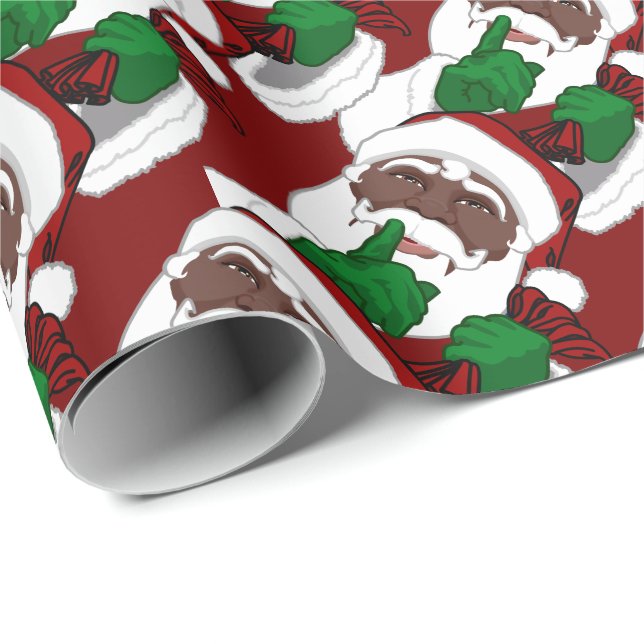 African Santa Wrapping Paper Christmas Geschenkpapier (Rolleneckpunkt)