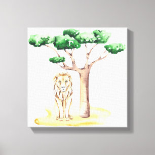 African Savanah Lion Acacia Tree Nature Leinwanddruck