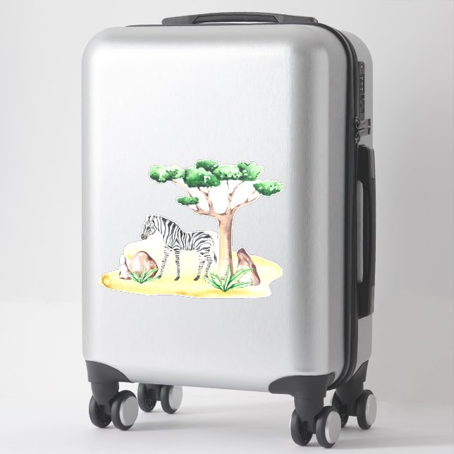 African Savanah Zebra Acacia Tree Nature Baby Room Aufkleber (Koffer)