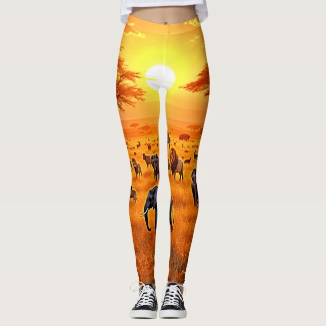 African Savanna Sunset Art Leggings (Vorderseite)