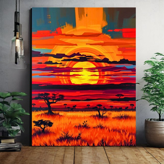 African Savanna Sunset Wall Art - Kühne Landschaft Leinwanddruck (Von Creator hochgeladen)