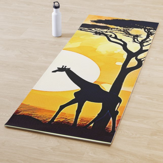 African Savannah Sunset Giraffe Scene Yogamatte (Beispiel)