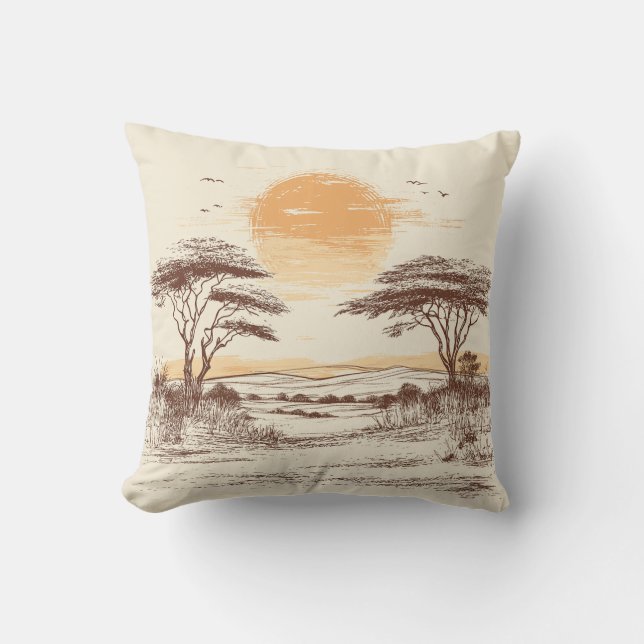 African Savannah Sunset Pillow Kissen (Vorderseite)