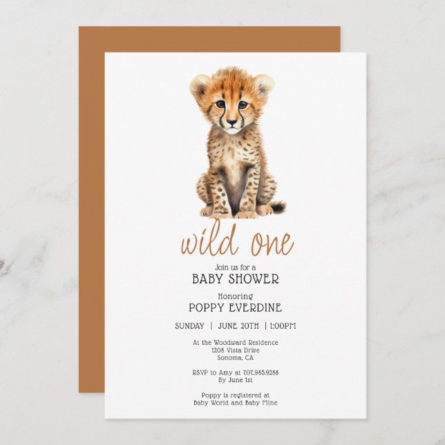 African Savannah Wild One Baby Shower Einladung (Vorne/Hinten)