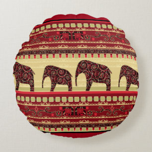 African seamless ethno elephant triabl rundes kissen