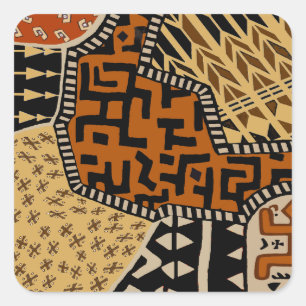 African Shaman Earth Spirits Quadratischer Aufkleber