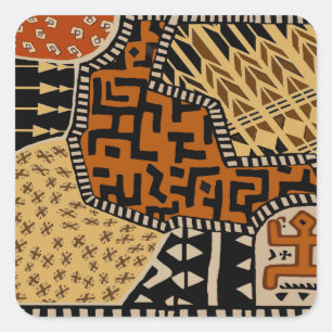 African Shaman Earth Spirits Quadratischer Aufkleber