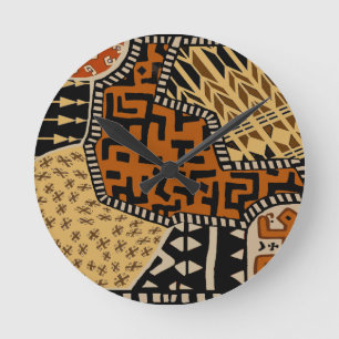 African Shaman Earth Spirits Runde Wanduhr