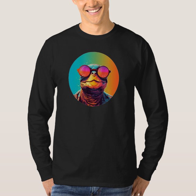 African Side Necked Turtle Wearing Sunglasses Retr T-Shirt (Vorderseite)