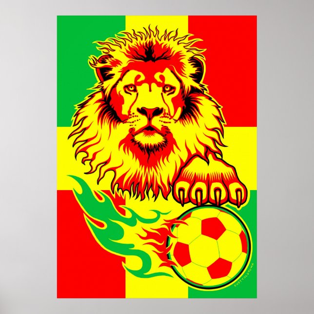 African Soccer Lion Poster (Vorne)