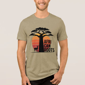 African Streetwear Baobab Tree & Gazelle Graphic Tri-Blend Shirt