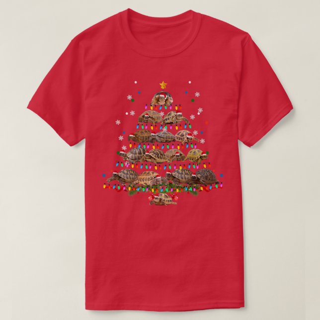 African Sulcata Tortoise Christmas Tree Funny Mars T-Shirt (Design vorne)