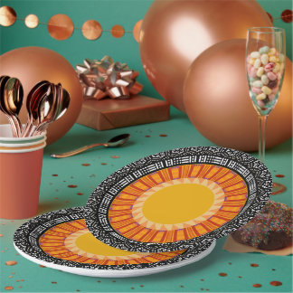 African Sun Decorative Paper Plate Pappteller