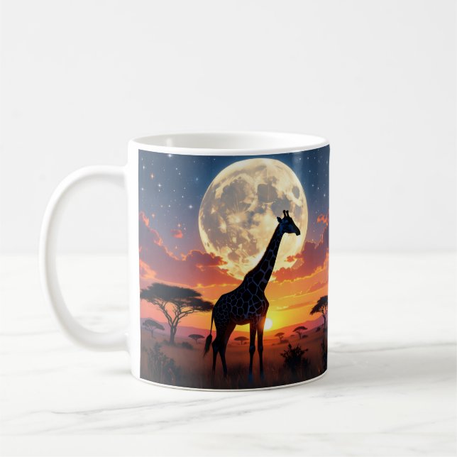 African Sunset Moon Giraffe & African Street Marke Kaffeetasse (Links)
