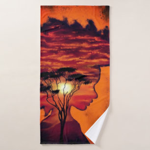 African Sunset Night Desire Fantasy Bath Handtüche Badhandtuch Set