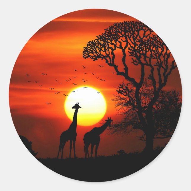 African Sunset Round Sticker (Vorderseite)