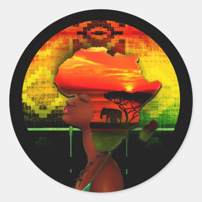 African Sunset Runder Aufkleber (Vorderseite)