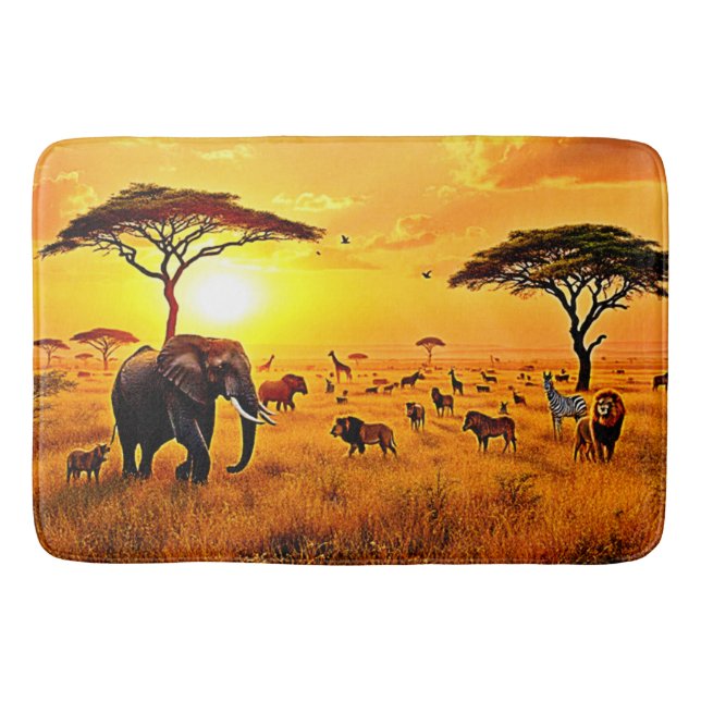 African Sunset Safari Majestät Design Badematte (Vorderseite)