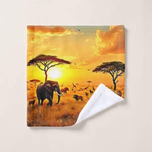 African Sunset Safari Majestät Design Badhandtuch Set