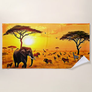 African Sunset Safari Majestät Design Strandtuch