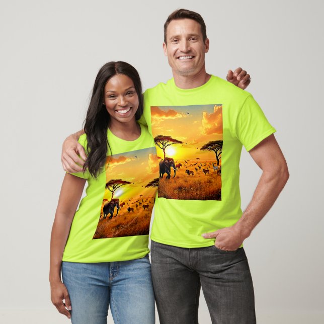 African Sunset Safari Majestät Design T-Shirt (Unisex)