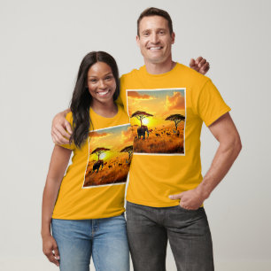 African Sunset Safari Majestät Design T-Shirt