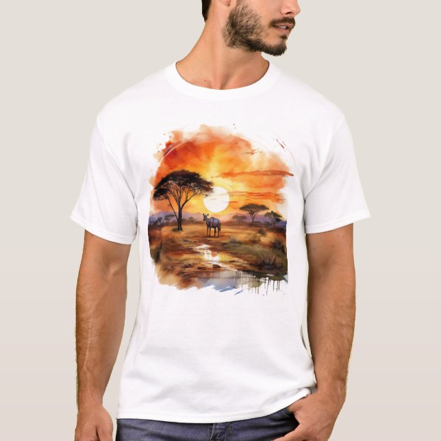 African Sunset Zebra Wildlife - Savannah Lands T-Shirt (Vorderseite)