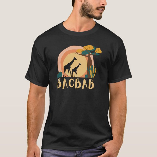 African Tree Sun Giraffe Desert Baobab T-Shirt (Vorderseite)