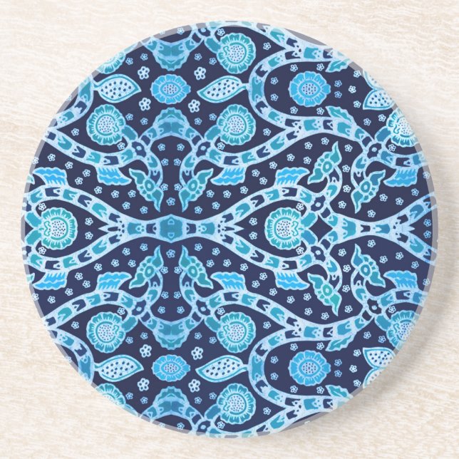 African Tribal Batik Blue Getränkeuntersetzer (Vorne)