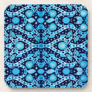 African Tribal Batik Blue Getränkeuntersetzer