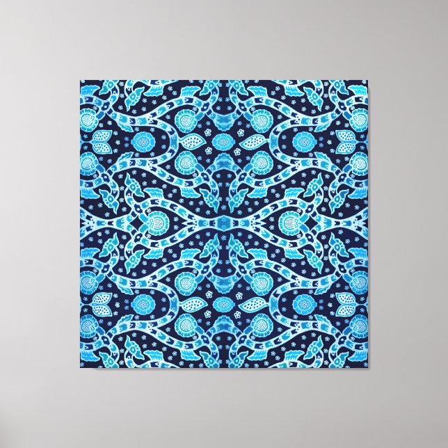 African Tribal Batik Blue Leinwanddruck (Vorderseite)