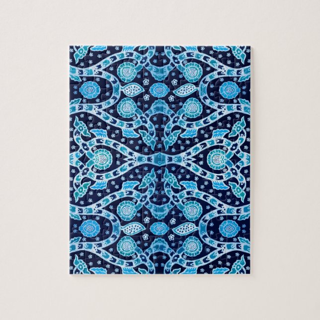 African Tribal Batik Blue Puzzle (Vertikal)