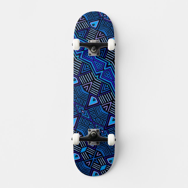 African Tribal Blue Skateboard (Vorderseite)